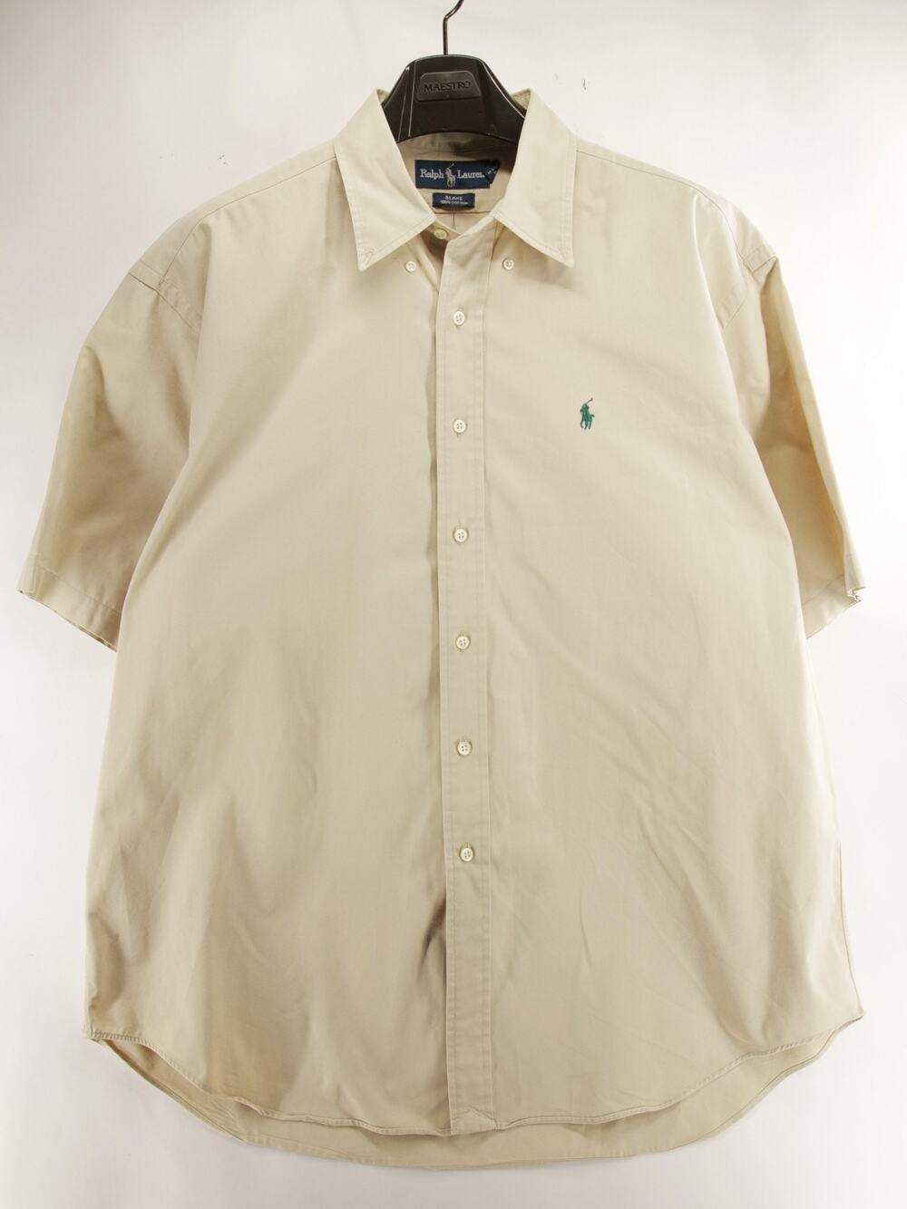 Ralph Lauren Men's XL Beige Blake Short Sleeve Button Up Shirt Polo Pony